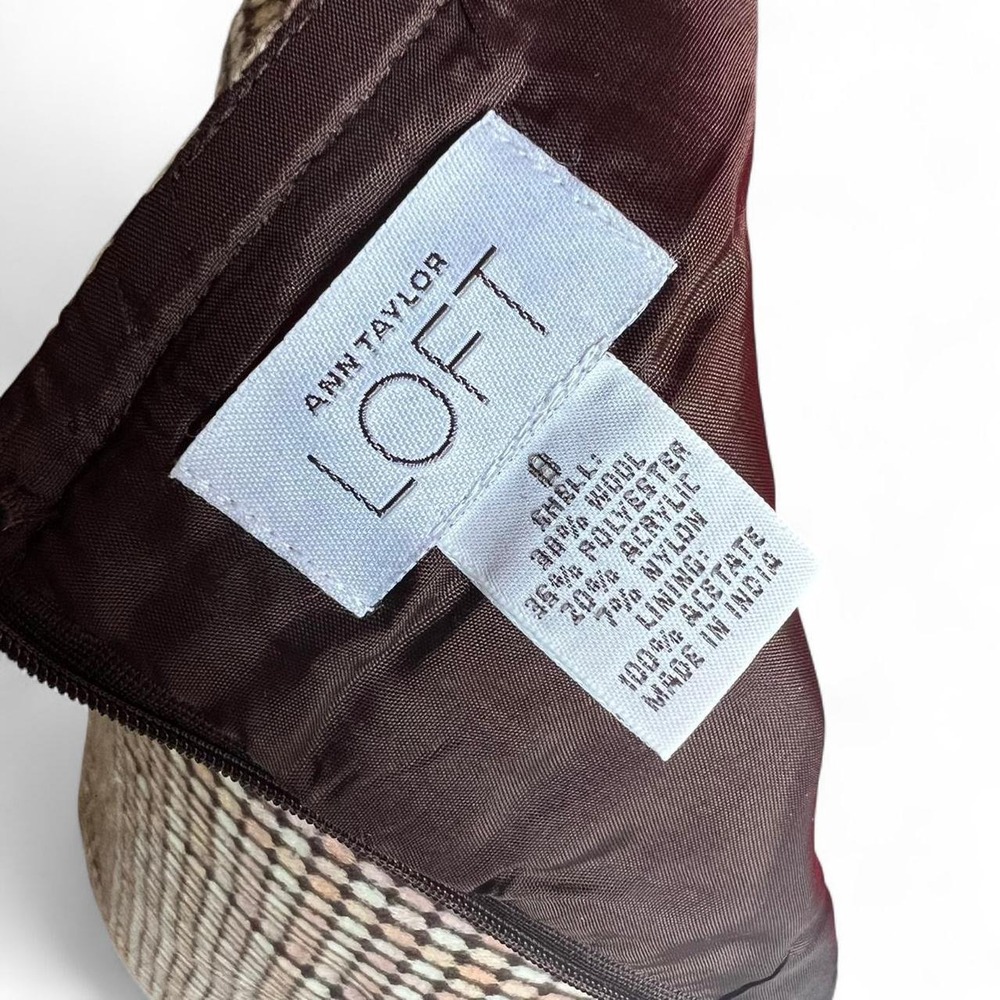 Loft Wool Blend 70s Inspired Geometric Pink & Brown Mini Skirt Pockets Zip - Picture 8 of 8